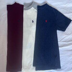 Ralph Lauren Polo T-Shirt Lot Bundle Trio - Maroon, Cream, Navy Boys Small (8)